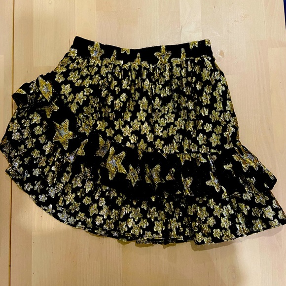 LoceShackFancy Seniya skirt in Black with golden stars, US size M - Picture 3 of 4
